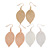 Set of 3 Pairs Delicate Filigree Leaf Drop Earrings In Gold/ Rose Gold/ Silver Tone - 65mm L