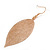 Set of 3 Pairs Delicate Filigree Leaf Drop Earrings In Gold/ Rose Gold/ Silver Tone - 65mm L - view 9