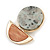 Statement Geometric Stone with Wood Drop Earrings In Gold Tone (Light Grey/ Brown) - 40mm L - view 4