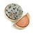 Statement Geometric Stone with Wood Drop Earrings In Gold Tone (Light Grey/ Brown) - 40mm L - view 5
