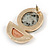 Statement Geometric Stone with Wood Drop Earrings In Gold Tone (Light Grey/ Brown) - 40mm L - view 6