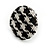 Set of 2 Pairs Black/ White Fabric Covered Gingham Checked Button Stud Earrings In Silver Tone  - 25mm - view 6