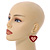 Red/ Pink Acrylic Large Heart Drop Earrings with Gold Hook Closure - 50mm L - view 2