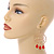 Trendy Red Bead Eye Hoop/ Drop Earrings In Gold Tone - 75mm L - view 3