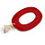 Red Acrylic Oval Hoop/ Drop Earrings with Marble Effect In Gold Tone - 65mm L - view 6