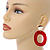 Red Acrylic Oval Hoop/ Drop Earrings with Marble Effect In Gold Tone - 65mm L - view 3