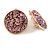 Pink Sequin Round Clip On Earrings In Gold Tone - 25mm Diameter - view 1