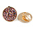 Pink Sequin Round Clip On Earrings In Gold Tone - 25mm Diameter - view 5
