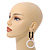 Trendy Long Geometric Acrylic Drop Earrings In White/ Black/ Gold with Marble Effect - 9cm L - view 2