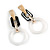 Trendy Long Geometric Acrylic Drop Earrings In White/ Black/ Gold with Marble Effect - 9cm L - view 4