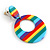 Funky Rainbow Effect Acrylic Hoop/ Drop Earrings - 50mm Long - view 5