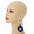 Trendy Long Geometric Acrylic Drop Earrings In White/ Dark Blue/ Gold with Marble Effect - 11cm L - view 2