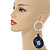 Trendy Long Geometric Acrylic Drop Earrings In White/ Dark Blue/ Gold with Marble Effect - 11cm L - view 3