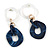 Trendy Long Geometric Acrylic Drop Earrings In White/ Dark Blue/ Gold with Marble Effect - 11cm L - view 4