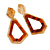 Light Caramel/ Brown with Marble Effect Geometric Acrylic Drop Earring In Gold Tone - 9cm L - view 3