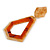 Light Caramel/ Brown with Marble Effect Geometric Acrylic Drop Earring In Gold Tone - 9cm L - view 4
