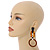 Trendy Long Geometric Acrylic Drop Earrings In Brown/ Black/ Gold with Marble Effect - 9cm L - view 2