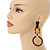 Trendy Long Geometric Acrylic Drop Earrings In Brown/ Black/ Gold with Marble Effect - 9cm L - view 3