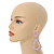 Blush Pink/ White with Marble Effect Geometric Acrylic Drop Earring In Gold Tone - 9cm L - view 2