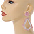 Blush Pink/ White with Marble Effect Geometric Acrylic Drop Earring In Gold Tone - 9cm L - view 3