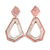 Blush Pink/ White with Marble Effect Geometric Acrylic Drop Earring In Gold Tone - 9cm L