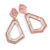 Blush Pink/ White with Marble Effect Geometric Acrylic Drop Earring In Gold Tone - 9cm L - view 4