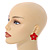 Red Matte Daisy Stud Earrings In Gold Tone - 30mm Diameter - view 2