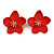 Red Matte Daisy Stud Earrings In Gold Tone - 30mm Diameter - view 1
