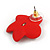 Red Matte Daisy Stud Earrings In Gold Tone - 30mm Diameter - view 6