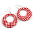 Two Pairs Red/ White Fabric Covered Gingham Checked Hoop and Heart Stud Earrings In Silver Tone - 60mm L/ 20mm L - view 4