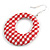 Two Pairs Red/ White Fabric Covered Gingham Checked Hoop and Heart Stud Earrings In Silver Tone - 60mm L/ 20mm L - view 8