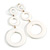 Long Triple Hoop White Acrylic Drop Earrings with Gold Tone Post Closure - 95mm L - view 3