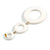 Long Triple Hoop White Acrylic Drop Earrings with Gold Tone Post Closure - 95mm L - view 5