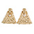 Statement Gold Tone Hammered Triangular Drop Clip On Earrings - 60mm Long - view 3
