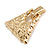 Statement Gold Tone Hammered Triangular Drop Clip On Earrings - 60mm Long - view 4