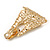 Statement Gold Tone Hammered Triangular Drop Clip On Earrings - 60mm Long - view 6