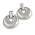 Large Round Textured Drop Earrings In Silver Tone - 60mm L - view 3