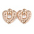 Large Hammered Heart Drop Clip On Earrings In Rose Gold Tone - 60mm L - view 3