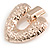 Large Hammered Heart Drop Clip On Earrings In Rose Gold Tone - 60mm L - view 5