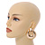 Large Round Textured Drop Earrings In Gold Tone - 60mm L - view 2