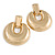 Large Round Textured Drop Earrings In Gold Tone - 60mm L - view 3