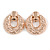Large Round Hammered Clip On Earrings In Rose Gold Tone Metal - 60mm Long - view 1