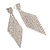 Long Top Grade Austrian Crystal Mesh Clip On Earrings In Silver Plating - 70mm L - view 3