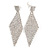 Long Top Grade Austrian Crystal Mesh Clip On Earrings In Silver Plating - 70mm L - view 4