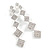 Statement Clear Crystal Graduated Square Clip On Earrings In Silver Tone Metal - 70mm Long - view 3