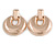 Large Round Textured Drop Earrings In Rose Gold Tone - 60mm L