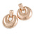 Large Round Textured Drop Earrings In Rose Gold Tone - 60mm L - view 3