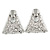 Statement Silver Tone Hammered Triangular Drop Clip On Earrings - 60mm Long - view 3