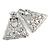 Statement Silver Tone Hammered Triangular Drop Clip On Earrings - 60mm Long - view 8