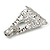 Statement Silver Tone Hammered Triangular Drop Clip On Earrings - 60mm Long - view 6